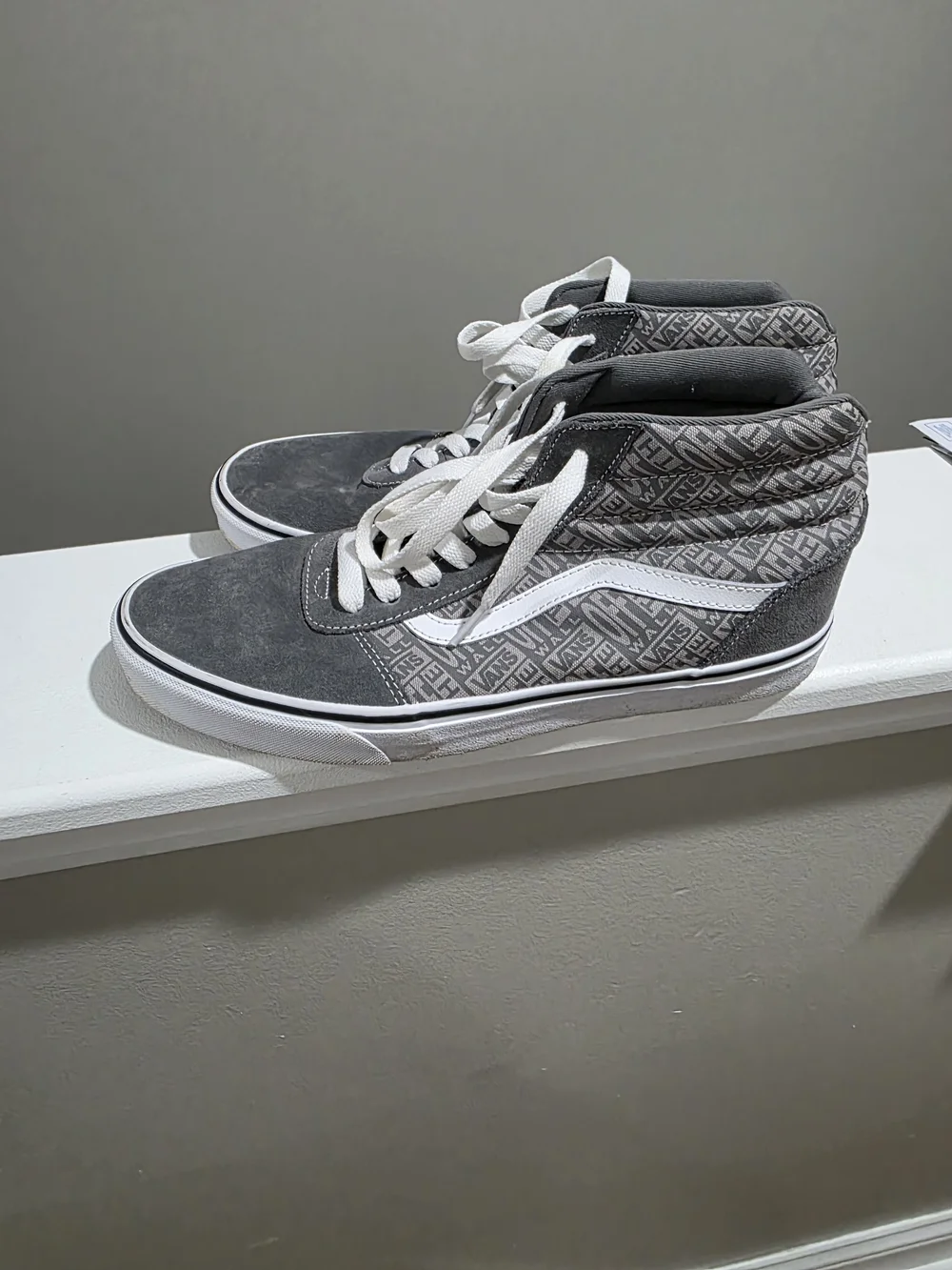 Vans Sk8-Hi Platform Gray Logo-Print High Top Sneakers